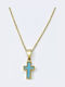 Kostibas Fashion Cross from Gold Plated Steel with Chain