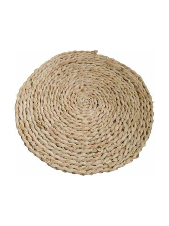 Round Wicker Placemat Beige 40cm