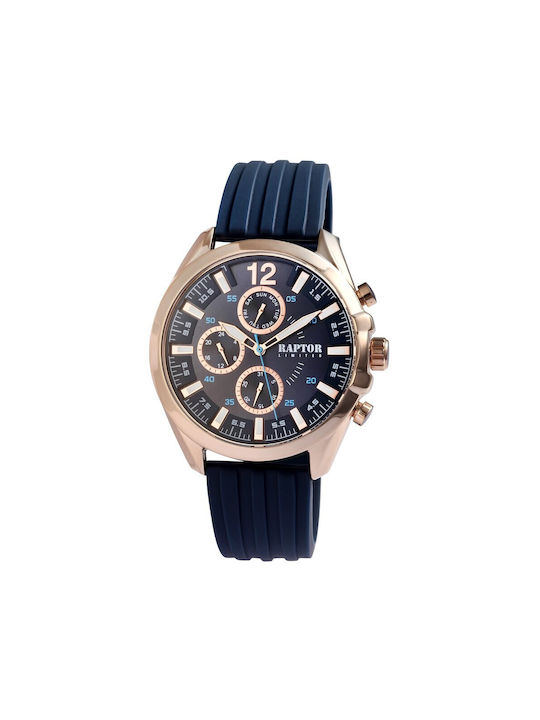 Raptor Watch Chronograph Battery with Blue Rubber Strap