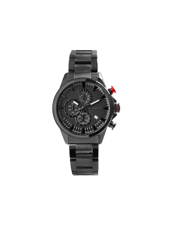 Just Watch Watch Chronograph Battery with Black Metal Bracelet