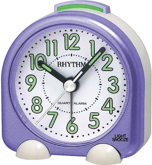 Rhythm Επιτραπέζιο Ρολόι Πλαστικό με Ξυπνητήρι Μωβ CRE229NR04
