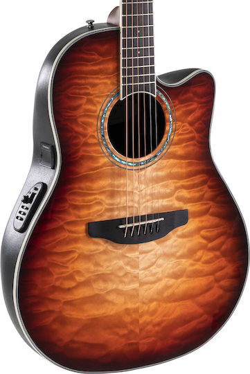Ovation Semi-Akustik Gitarre Celebrity Ausschnitt Bersten / Braun