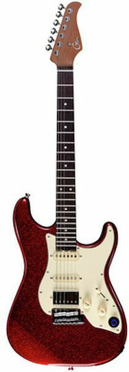 Mooer Chitară Electrică Stratocaster cu HSS Configurație Doze Roșu cu Husă