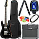 Fusion-III Set Chitară Electrică Stratocaster cu HH Configurație Doze Negru cu Husă