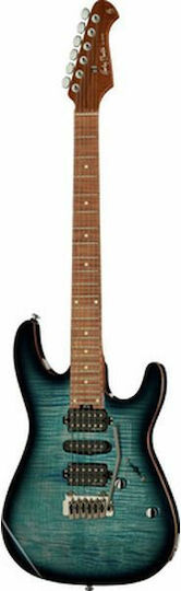 Fusion-III Elektrische Gitarre Stratocaster mit HSH Tonabnehmerkonfiguration Gloss Trans Flamed Blue Burst