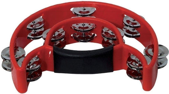 Gewa Half Moon Red Plastic Hand Tambourine with Double Row Jingles