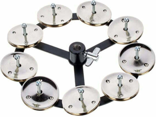 Thomann Negru Metalic Tamburină Hi-Hat cu o singură serie de zilii