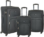 Playbags FW877 Travel Suitcases Fabric Black with 4 Wheels Set of 3pcs