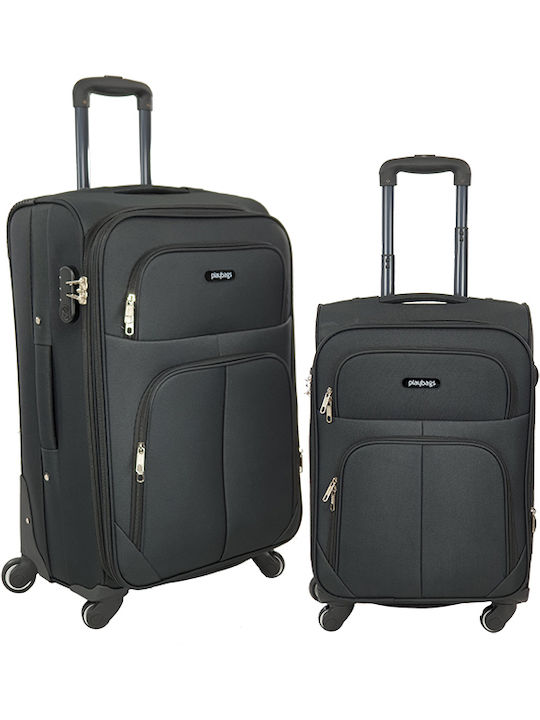 Playbags Travel Suitcases Fabric Black with 4 W...