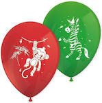 Set of 8 Balloons Latex Multicolor Jungle