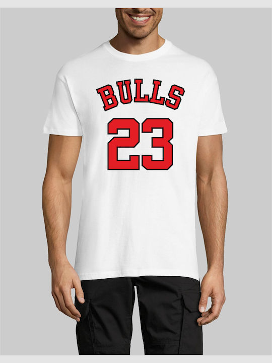 TKT Bulls Jordan Ανδρικό Αθλητικό T-shirt Κοντομάνικο Λευκό