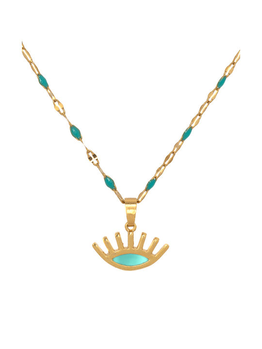 LifeLikes Turquoise Necklace Eye Gold Plated