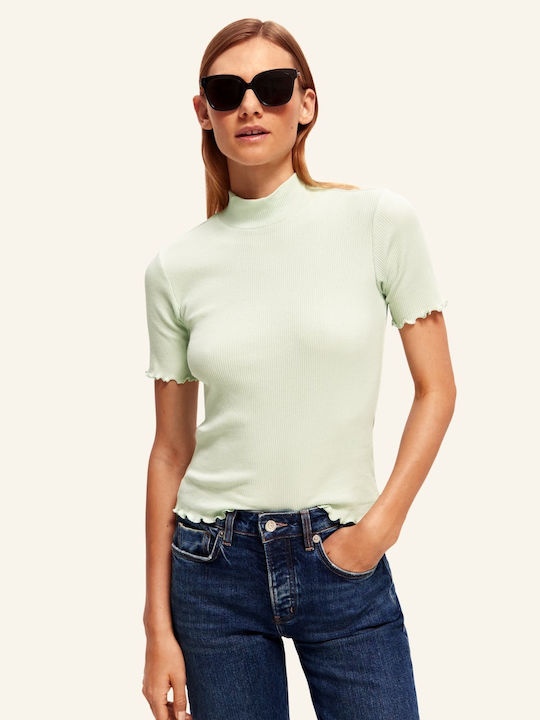 Scotch & Soda Women's Summer Blouse Short Sleeve Green