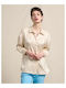 Passager Women's Summer Blouse Satin Long Sleeve Beige