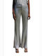 BSB Women's High-waisted Fabric Trousers Flare with Elastic in Regular Fit Silver