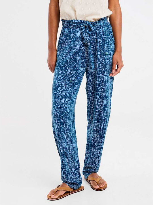Damen Stoffhose in Verjüngt Bein Stil Blau
