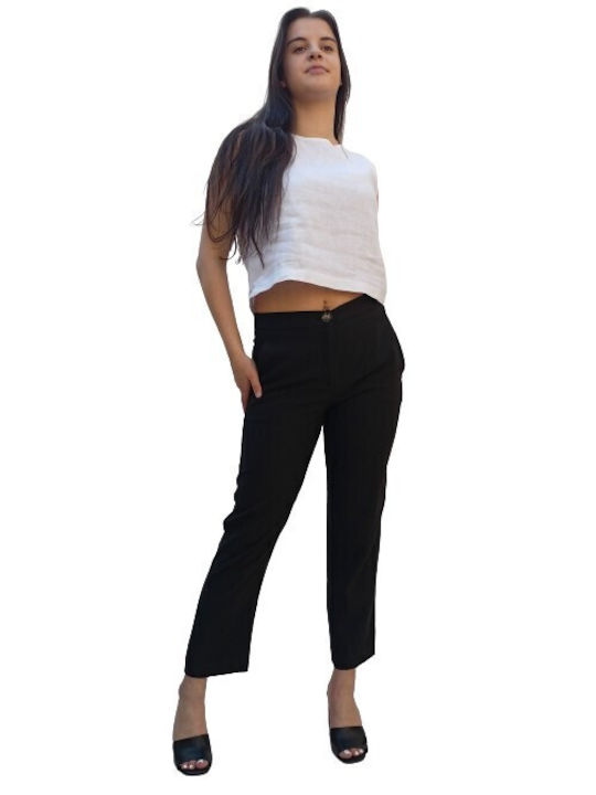 Passager High Waisted Regular Fit Pant with Zipper Black 25115