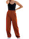 PANTS Damen Hoch tailliert Stoff Hose in Lockere Passform Braun