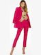 Damen Hoch tailliert Stoff Hose mit Gummizug Rosa