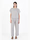 Women's High-waisted Fabric Trousers with Elastic Gray