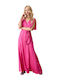 Passager Summer Maxi Dress Satin Wrap Fuchsia