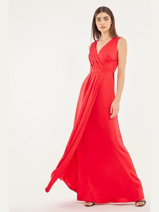 Mind Matter Sommer Maxi Abendkleid Satin Rot