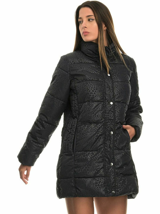 Top Ten Lang Damen Puffer Jacke für Winter Marineblau