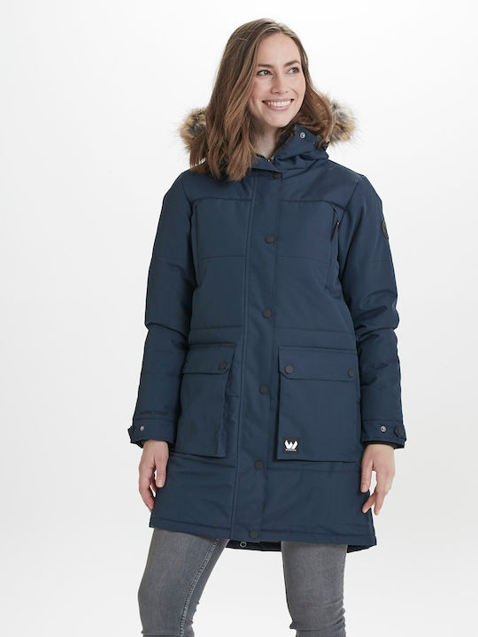 Whistler Women's Long Parka Jacket Waterproof and Windproof for Winter with Hood Navy Blue W213126-2048