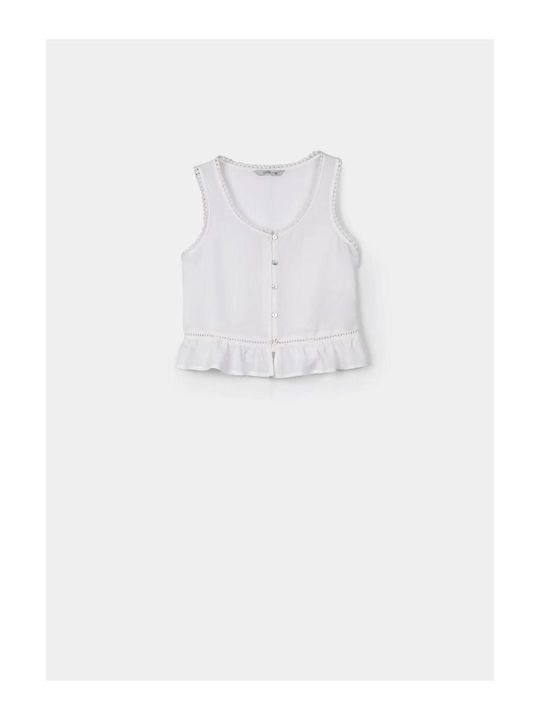 Παιδικό Crop Top Αμάνικο Λευκό