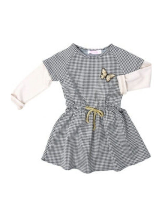 Children's Dress Checked Ecru