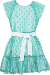 Babylon Παιδικό Φόρεμα Τούλινο Κοντομάνικο Πράσινο