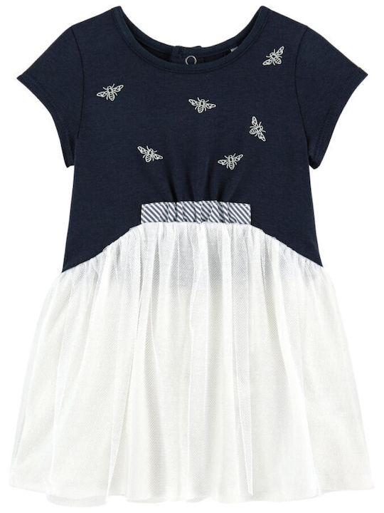 Ikks Kids Dress Tulle Short Sleeve Navy Blue