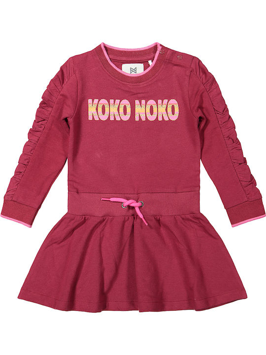 Koko Noko Kids Dress Long Sleeve Burgundy