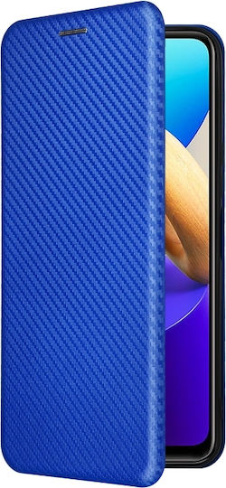 Carbon Fiber Umschlag Rückseite Synthetisches Leder Blau (Vivo Y22S / Y35)
