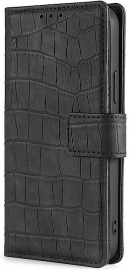 Skin Feel Crocodile Texture Buchen Sie Synthetisches Leder Schwarz (Vivo X60 Pro 5G)