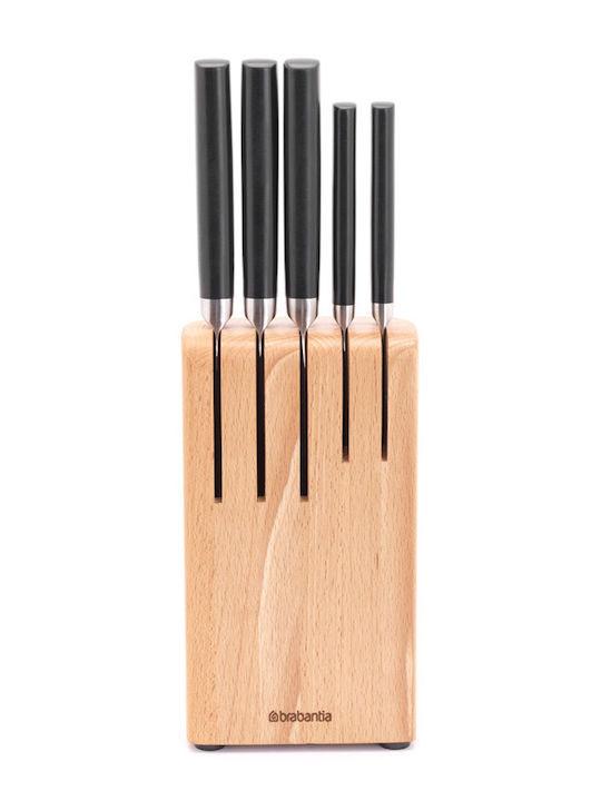 Brabantia Σετ Μαχαίρια με Βάση από Ανοξείδωτο Ατσάλι 5τμχ