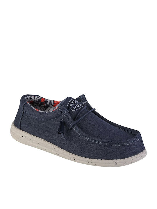 Wally Stretch Canvas Herren Mokassins in Blau Farbe