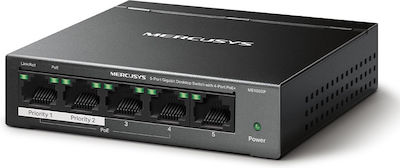 Mercusys MS105GP v1 Unmanaged L2 PoE+ Switch με 5 Θύρες Gigabit (1Gbps) Ethernet