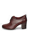 Leather Women's Oxford Boots with Medium Heel Brown