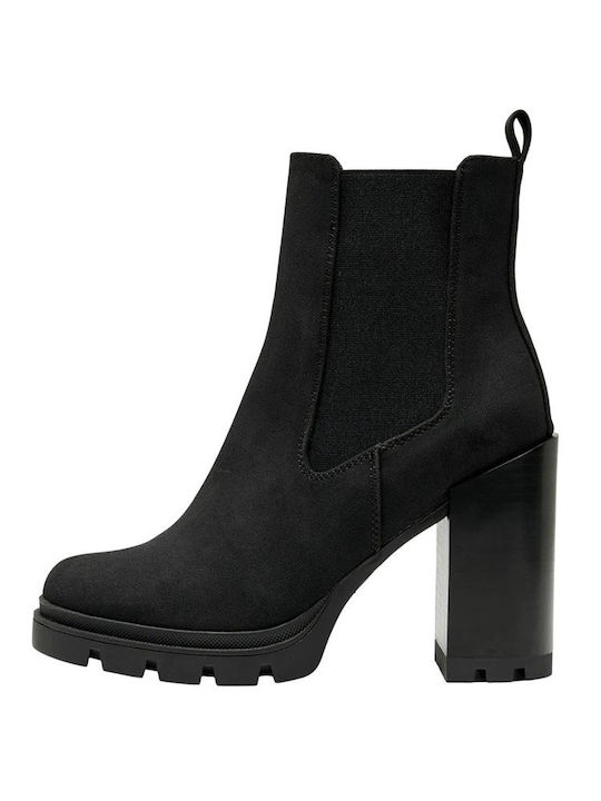 Leder Damen Chelsea Stiefeletten Schwarz