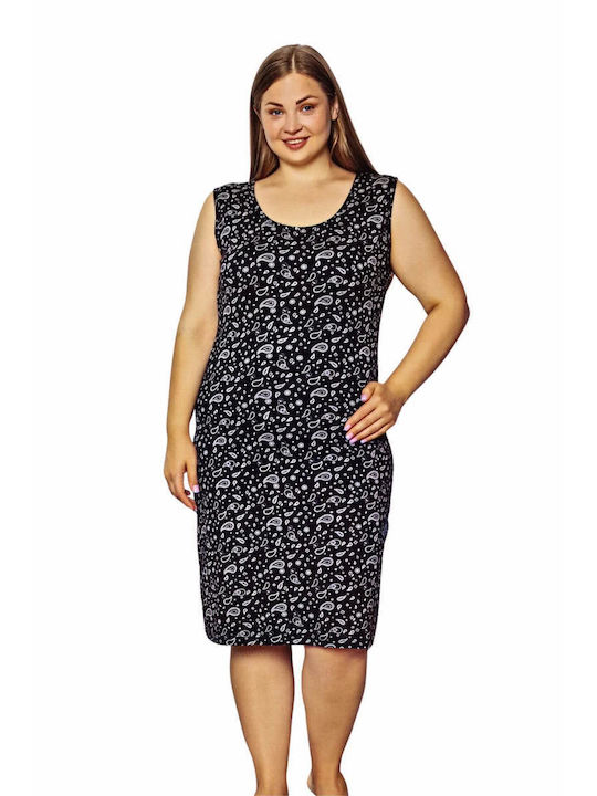 Asel Summer Cotton Women's Nightdress Black