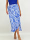 First Woman High Waist Maxi Envelope Skirt Floral in Blue color