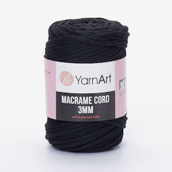 YarnArt Șnur Macrame 3mm Macrame Bumbac Negru 8...