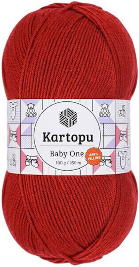 Kartopu Плетиво за плетене Acrilyc Червен 250м 100гр