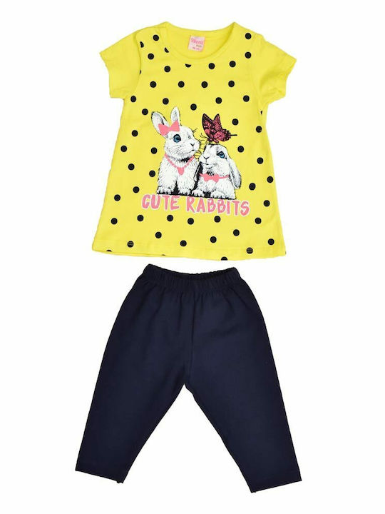 Potre Kinder Set mit Leggings Sommer 2Stück Gelb