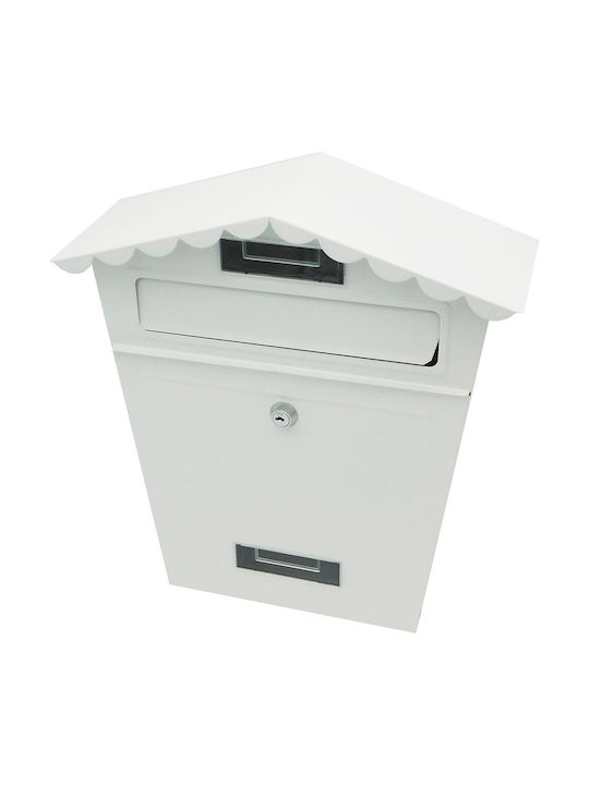 Γραμματοκιβώτιο Εξωτερικού Χώρου Μεταλλικό σε Λευκό Χρώμα 30x10x36cm