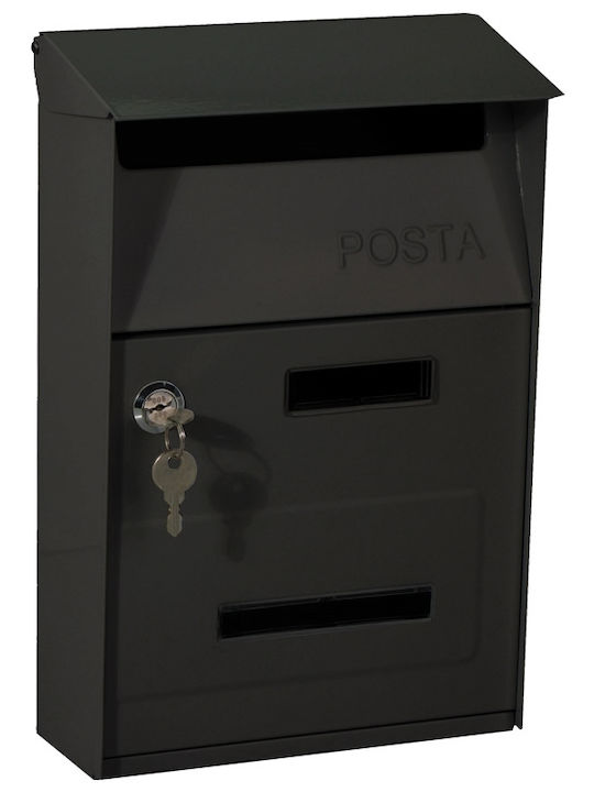 ERGOhome Γραμματοκιβώτιο Εξωτερικού Χώρου Μεταλλικό σε Μαύρο Χρώμα 21x30.5cm