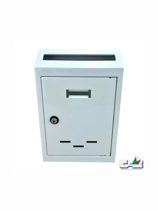 Cab Outdoor Mailbox Metallic in White Color 20x5.5x30cm