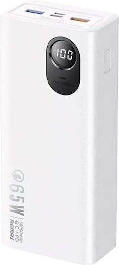 Remax RPP-503 Power Bank 30000mAh 65W με 2 Θύρες USB-A και Θύρα USB-C Λευκό