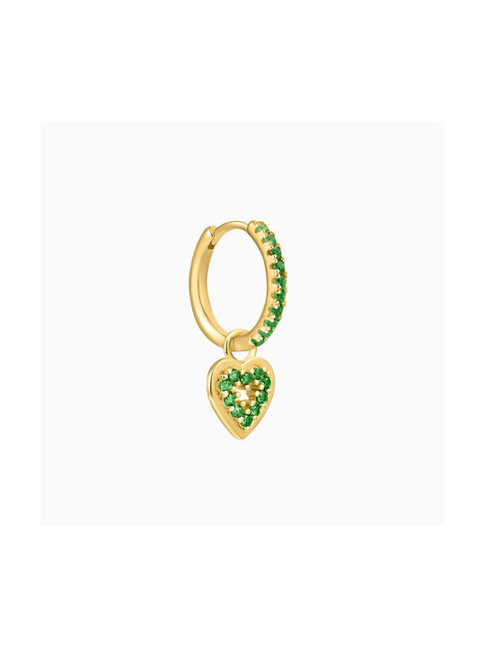 KALK Single Earring Hoop made of Silver Gold-plated with Stones